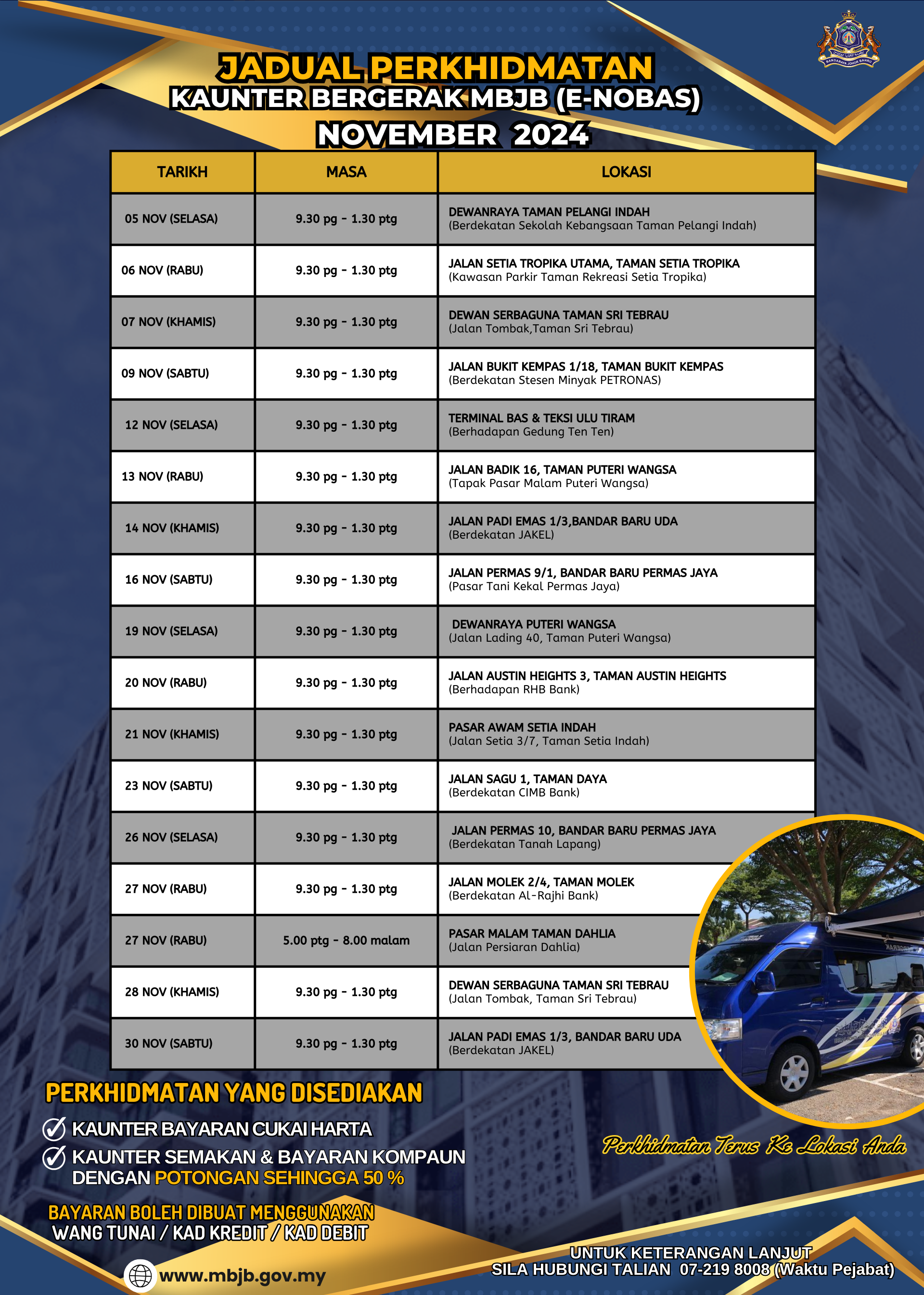 Jadual Perkhidmatan Kaunter Bergerak